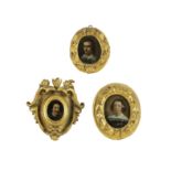 Cerchia di Gian Lorenzo Bernini, Ritratto di gentiluomo con baffi, Olio su rame, Insieme a 3 rit...