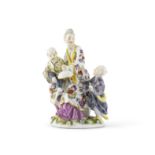 Rare groupe en porcelaine de Meissen repr&#233;sentant une famille chinoise de musiciens, circa ...