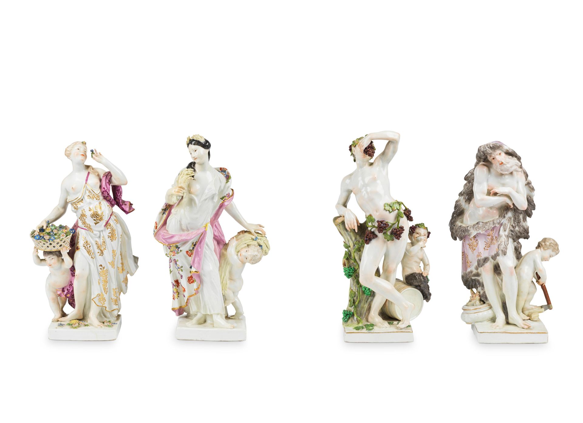 Rare suite de figures en porcelaine de Meissen symbolisant les quatres saisons, troisi&#232;me q...