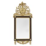 A Dutch late 18th century grained and parcel gilt mirror