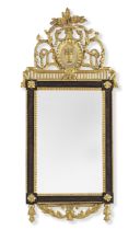 A Dutch late 18th century grained and parcel gilt mirror