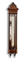 An unsigned late 18th century Dutch inlaid mahogany contra barometer The scales marked A.R.