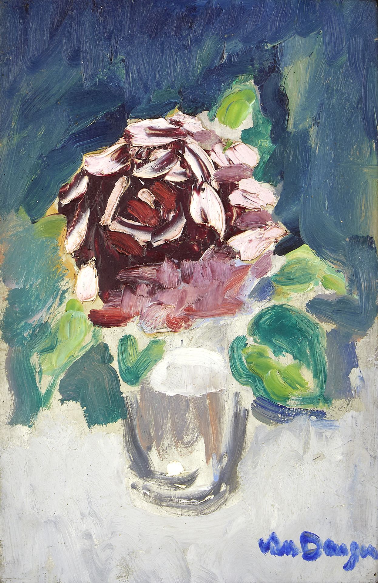 Kees van Dongen (Dutch, 1877-1968) Rose dans un verre (Painted in 1945)