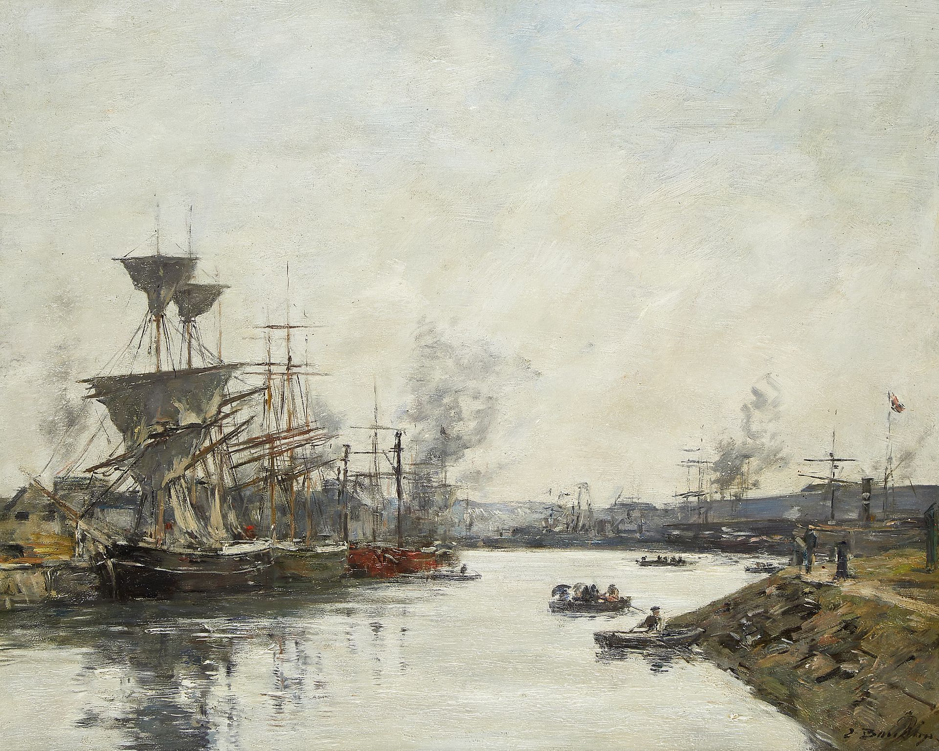 Eug&#232;ne Boudin (French, 1824-1898) Dieppe. Voiliers dans le port (Painted circa 1885-1890)