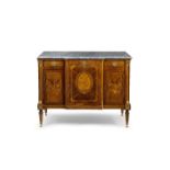 An important Dutch ormolu-mounted rosewood, tulipwood, kingwood, purplewood and marquetry commod...