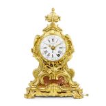 A very rare mid-18th century French ormolu grande sonnerie striking mantel clock of two-week dur...