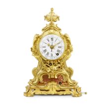 A very rare mid-18th century French ormolu grande sonnerie striking mantel clock of two-week dur...