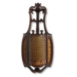 A Dutch 18th century satinwood, rosewood, purplewood, ebony and fruitwood parquetry hanging corn...