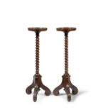 A pair of Dutch walnut candle standsLate 17th century and later (2)