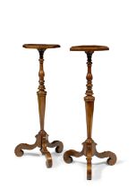 A pair of Dutch walnut and burr walnut candle standsLate 17th century and later (2)