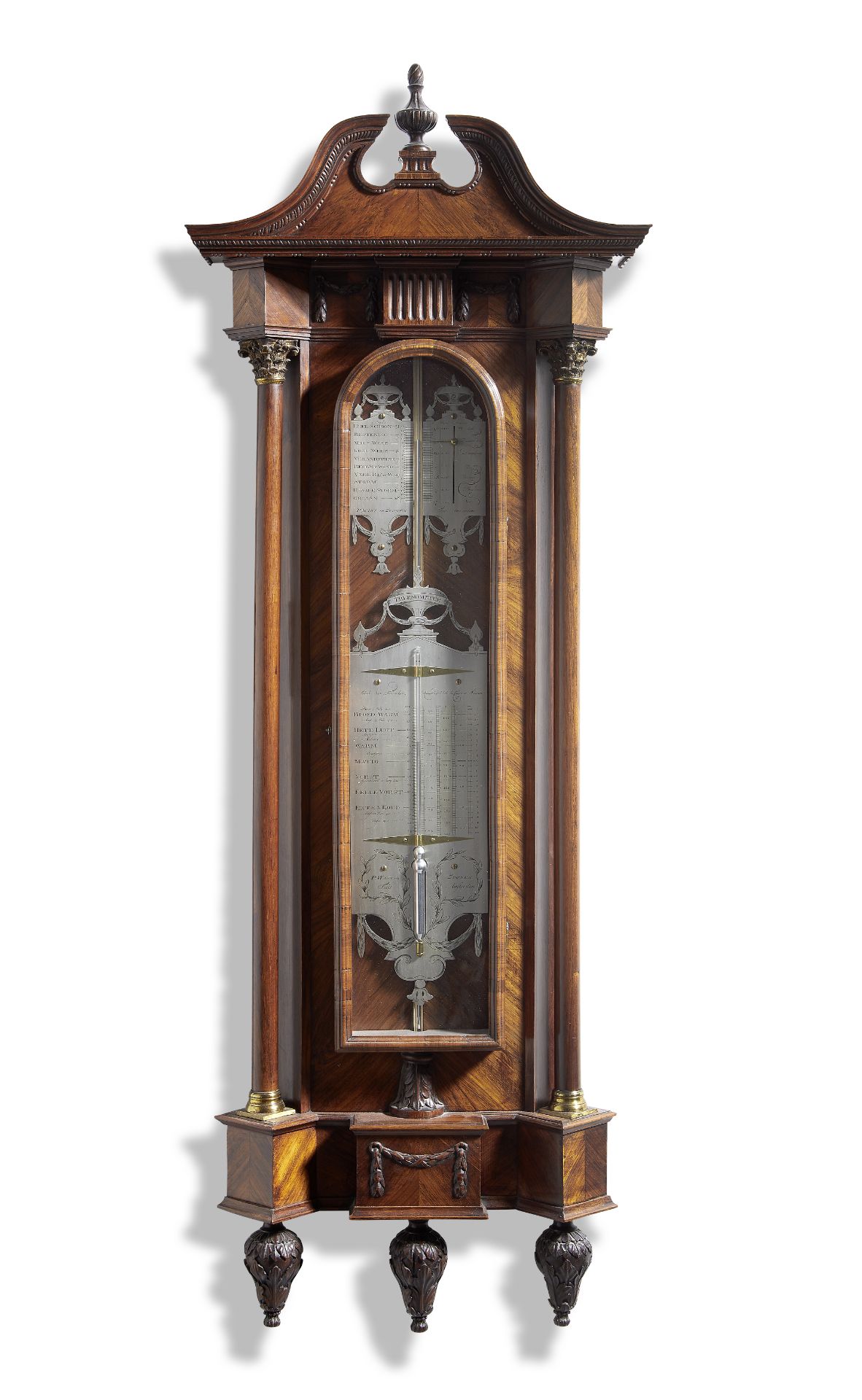 A rare late 18th century Dutch walnut single tube barometer P Waast en Zoonen