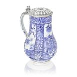 A Dutch silver mounted Japanese blue and white porcelain tankard Cover with marks for Hendrik de...