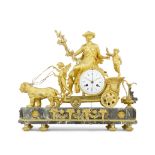 A magnificent early 19th century French ormolu and marble mantel clock with dial by Duboisson, p...