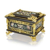 An important Italian Baroque ormolu mounted pietra dura inlaid ebony casket Attributed to the Gr...