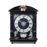 A fine and rare late 17th century silver-mounted ebony 30-hour Dutch-striking Haagse clock with ...