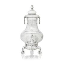 A fine 18th century Dutch silver hot water / tea urn Maker's mark PB within an outlined punch, P...