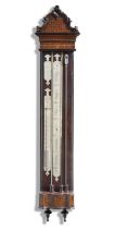 A good late 18th century Dutch inlaid mahogany cased contra-barometer Reballio, Rotterdam