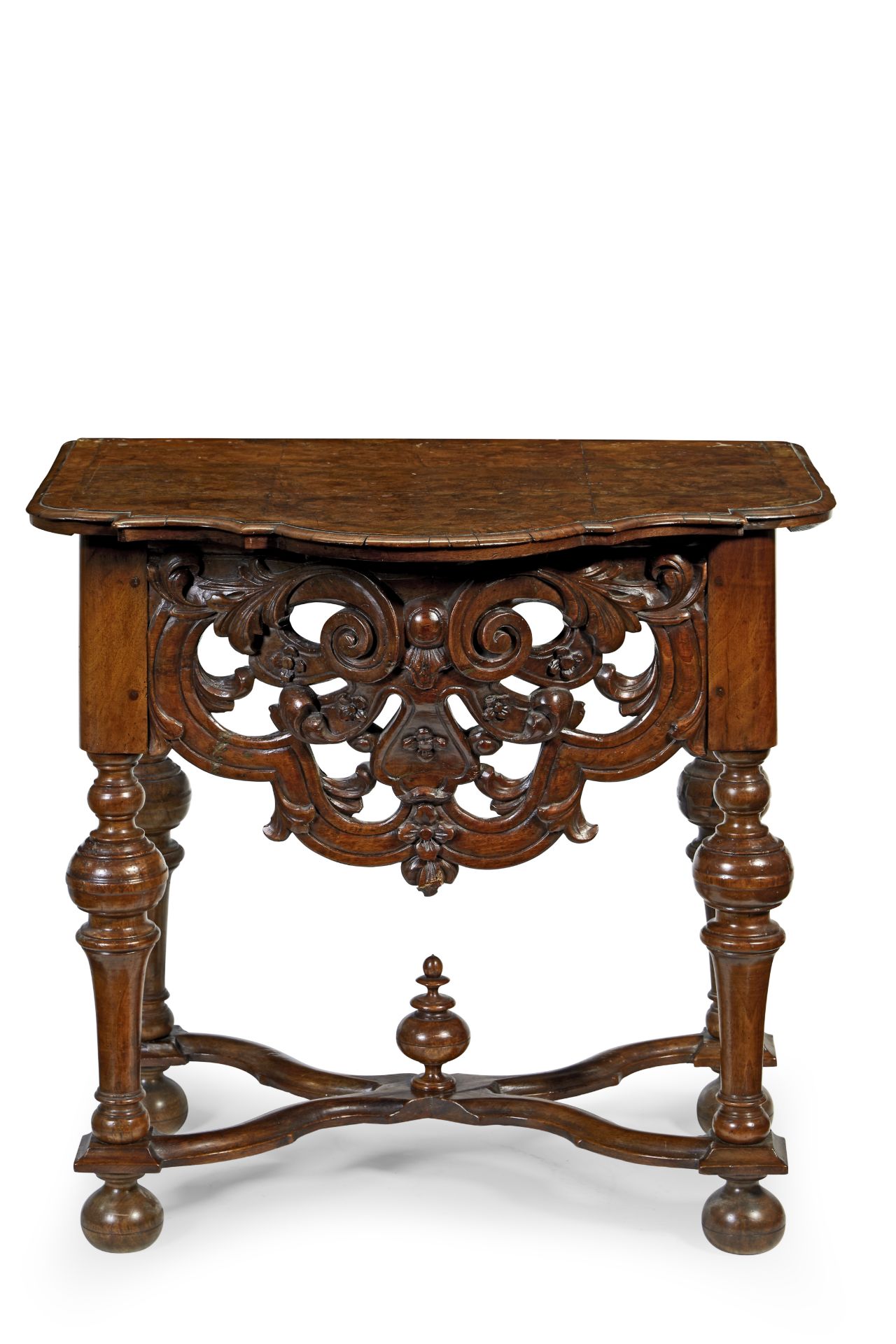 A Dutch walnut and burr walnut side table or cabinet standLate 17th century and later