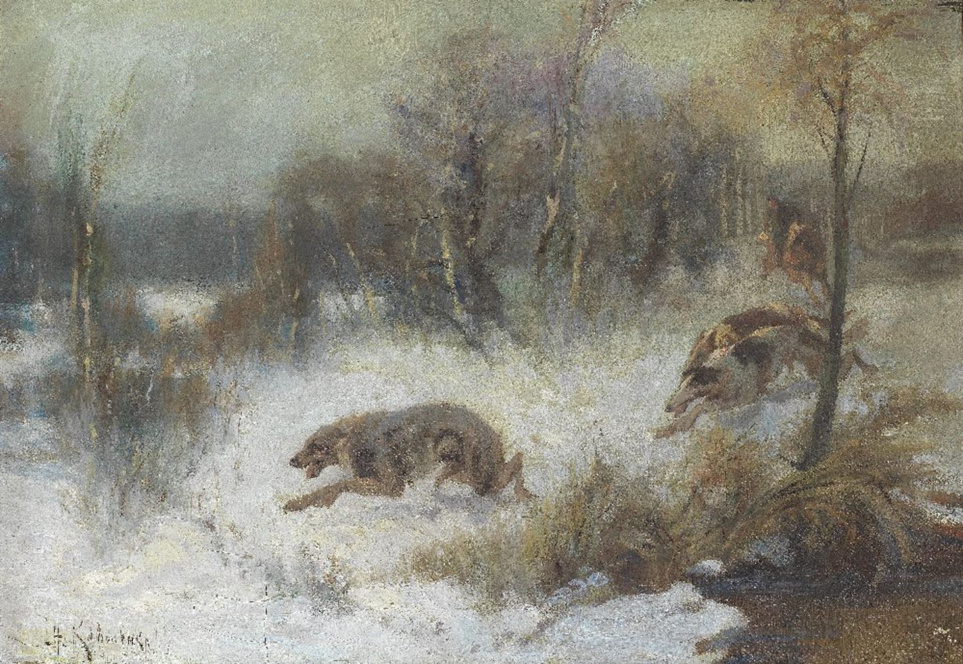 Aleksei Danilovich Kivshenko (Russian, 1851-1895) Hunting scene