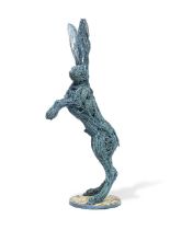 Sophie Ryder (British, born 1963) Blue Hare with Sunflower 169 cm. (66 1/2 in.) high (including ...