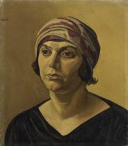 William Roberts R.A. (British, 1895-1980) Portrait of Sarah 45 x 39.6 cm. (17 5/8 x 15 1/2 in.) ...