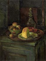 Duncan Grant (British, 1885-1978) Still life with Apples and Decanter 77 x 57.7 cm. (30 1/4 x 22...