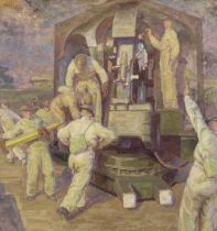 Henry Lamb (British, 1883-1960) Gun Crew 81.5 x 77.5 cm. (32 x 30 1/2 in.) (Painted in 1944)