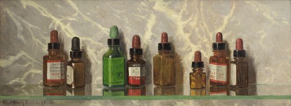 Eliot Hodgkin (British, 1905-1987) On the Shelf 17.3 x 44.4 cm. (6 3/4 x 17 1/2 in.)