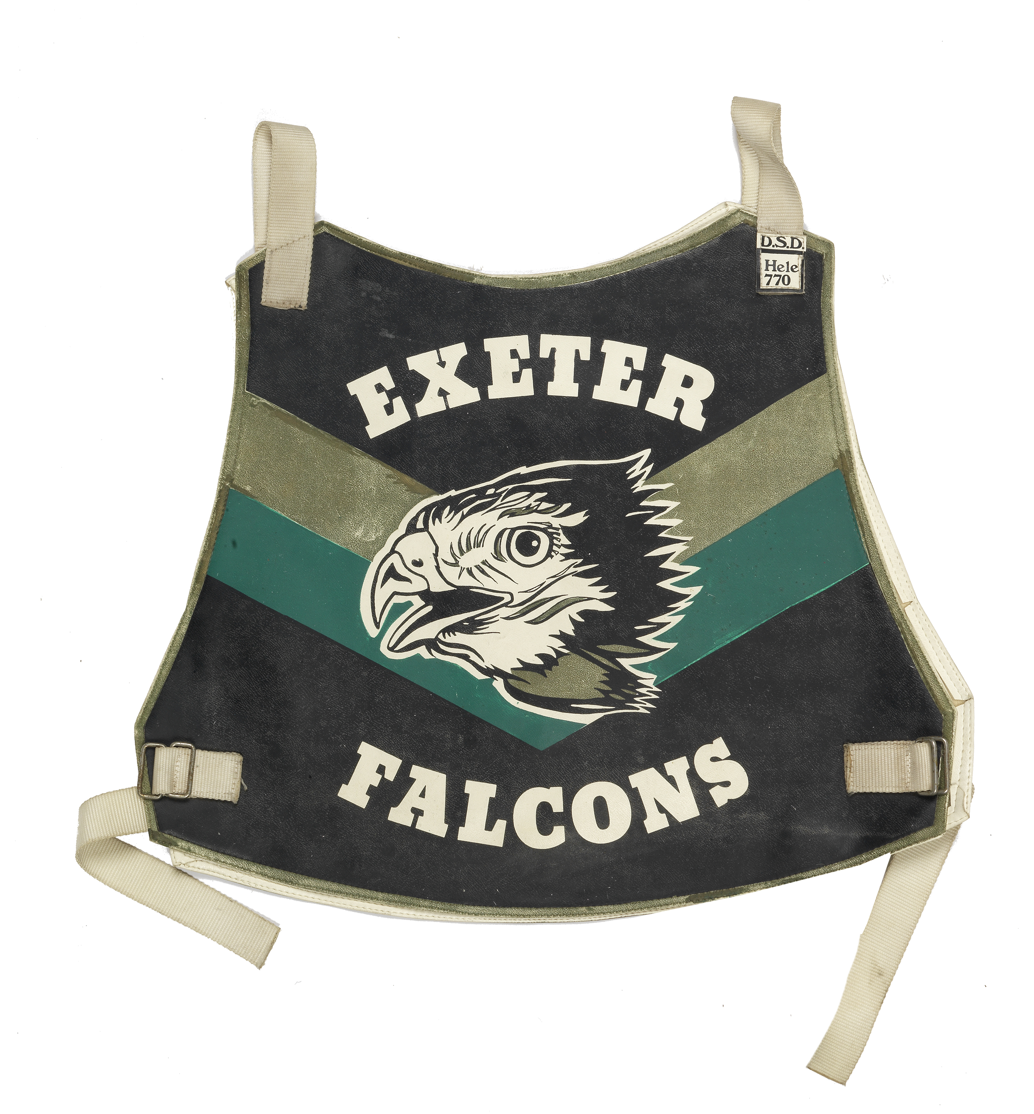 An Exeter Falcons speedway race vest