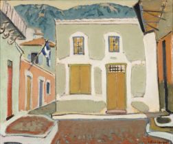 Yiannis Spyropoulos (Greek, 1912-1990) Maisons &#224; Hydra (Peint en 1951.signed in Greek (lowe...