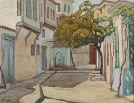 Constantinos Maleas (Greek, 1879-1928) Ruelle &#224; Mytil&#232;ne (Peint vers 1921-1923.signed ...