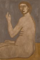 Nikos Nikolaou (Greek, 1909-1986) Femme nu assise (Peint en 1978.signed in Greek and dated (lowe...