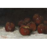 P&#233;ricl&#232;s Pantazis (Greek, 1849-1884) Nature morte aux pommes (signed (lower left)oil o...