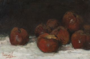 P&#233;ricl&#232;s Pantazis (Greek, 1849-1884) Nature morte aux pommes (signed (lower left)oil o...