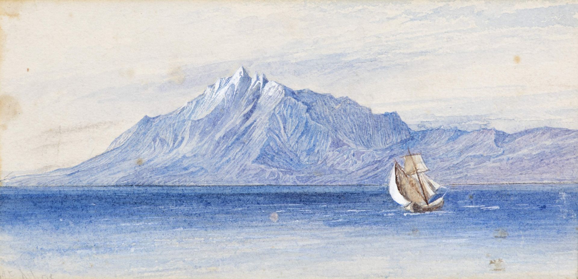 Edward Lear (British, 1812-1888) Mount Athos (signed with initials and inscribed (lower left)wat...