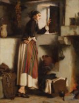 Apostolos Geralis (Greek, 1886-1983) Femme regardant par la fen&#234;tre (signed in Greek (lower...