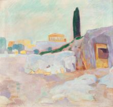 Constantinos Parthenis (Greek, 1878-1967) Alentours de l'Acropole (Peint en 1909.signed and date...