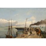 Constantinos Volanakis (Greek, 1837-1907) Le depart du navire postal 'steam packet' (signed (low...