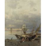 Constantinos Volanakis (Greek, 1837-1907) Sur la c&#244;te (Peint vers 1880-1885.signed in Greek...