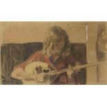 Yiannis Tsarouchis (Greek, 1910-1989) Dominique jouant le bouzouki (Peint en 1973.signed in Gree...