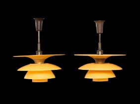 POUL HENNINGSEN (Danish, 1894-1967) Paire de suspensions mod. 'PH Four-Shade Lamp 4/4,5/4'Circa ...