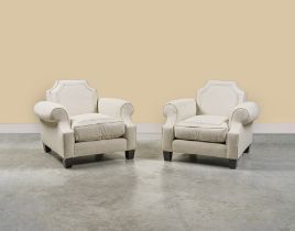 JEAN-MAURICE ROTHSCHILD (1902-1998) Paire de fauteuils clubCirca 1940Tissu et boisH: 75cm.(29 1/...