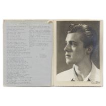 Dirk Bogarde: A Typed Love Poem For Flavavia (Eve) Holiday, 17th October 1945,