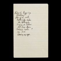 Peter Green: A Handwritten Setlist, believed circa 2000s,