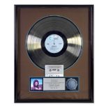 Robert Plant: A RIAA 'Platinum' Disc Award For The Album Now And Zen, 1988,