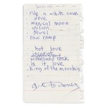 Marc Bolan: A Handwritten Tracklist, 1970s,
