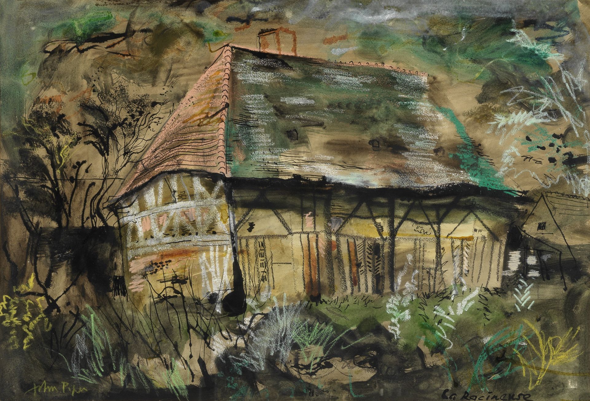 John Piper C.H. (British, 1903-1992) La Racineuse: (Bresse) (Painted in 1981)