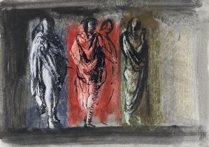 John Piper C.H. (1903-1992) Draped Figures 38 x 54cm (15 x 21 1/4 in). (Executed circa the 1950s)