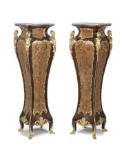 A pair of French late 19th/early 20th century ormolu mounted rosewood, bois satine, tulipwood, a...