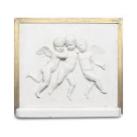 Attributed to Bertel Thorvaldsen (Danish, 1770-1844): A rare carved Carrara marble bas-relief pl...